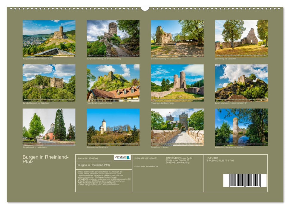 Castles in Rhineland-Palatinate (CALVENDO Premium Wall Calendar 2024) 