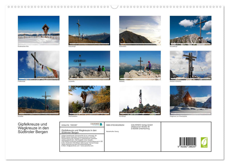 Summit crosses and wayside crosses in the South Tyrolean mountains (CALVENDO Premium wall calendar 2024) 