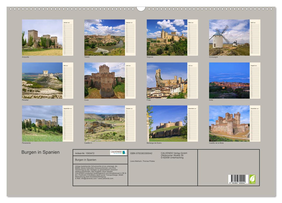 Castles in Spain (CALVENDO wall calendar 2024) 