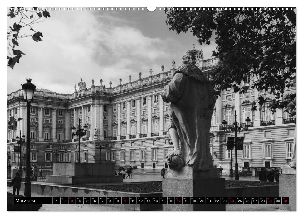 Madrid - Schwarz-Weiß Impressionen (CALVENDO Premium Wandkalender 2024)