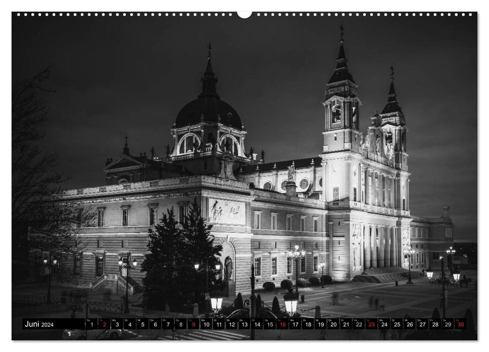 Madrid - Schwarz-Weiß Impressionen (CALVENDO Premium Wandkalender 2024)