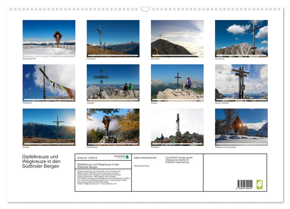 Summit crosses and wayside crosses in the South Tyrolean mountains (CALVENDO wall calendar 2024) 