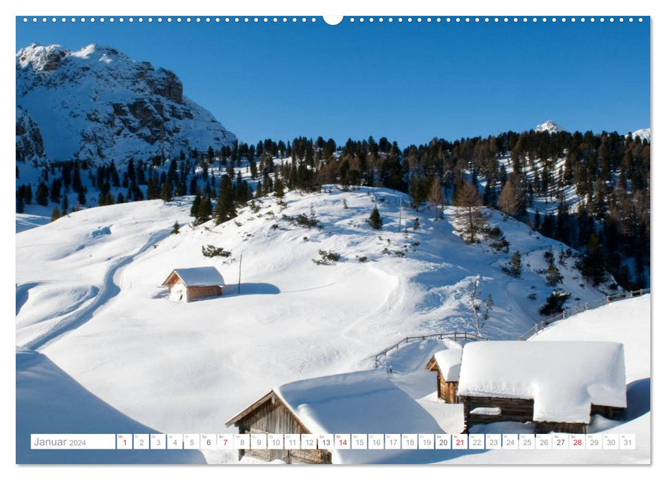 Destinations de randonnée connues et inconnues dans le Tyrol du Sud (Calendrier mural CALVENDO Premium 2024) 