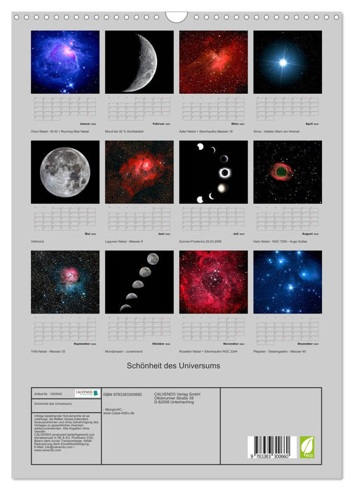 Beauté de l'Univers (Calendrier mural CALVENDO 2024) 