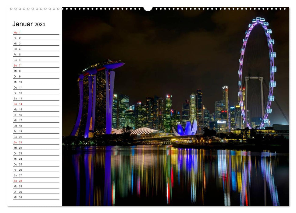Singapur Stadt der Skylines (CALVENDO Premium Wandkalender 2024)