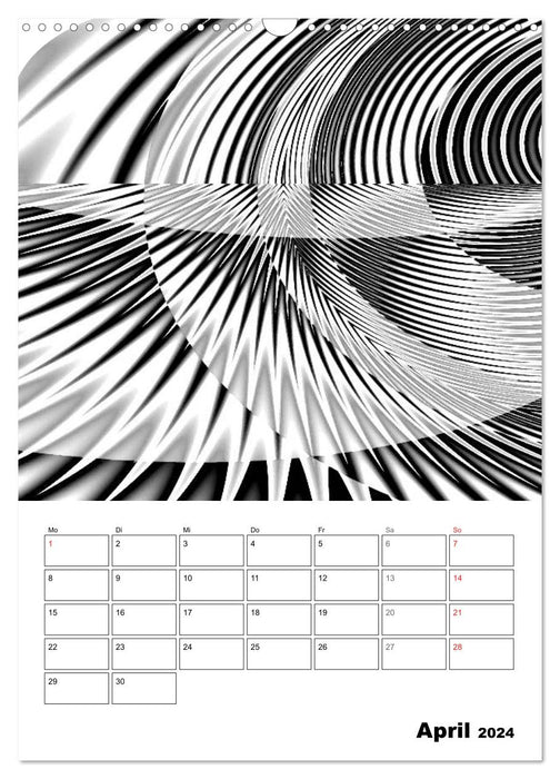 Structures monochromes de l'art numérique (Calendrier mural CALVENDO 2024) 