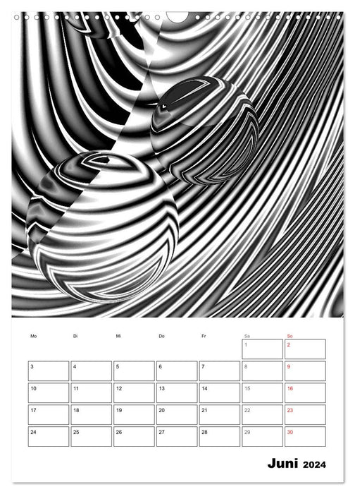 Structures monochromes de l'art numérique (Calendrier mural CALVENDO 2024) 