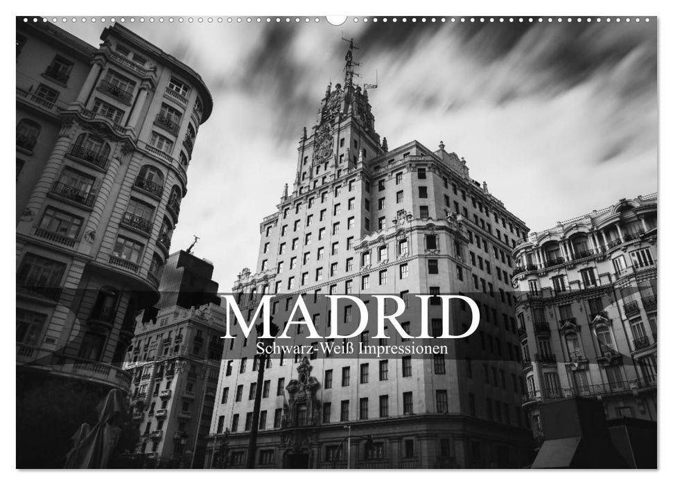 Madrid - Schwarz-Weiß Impressionen (CALVENDO Wandkalender 2024)
