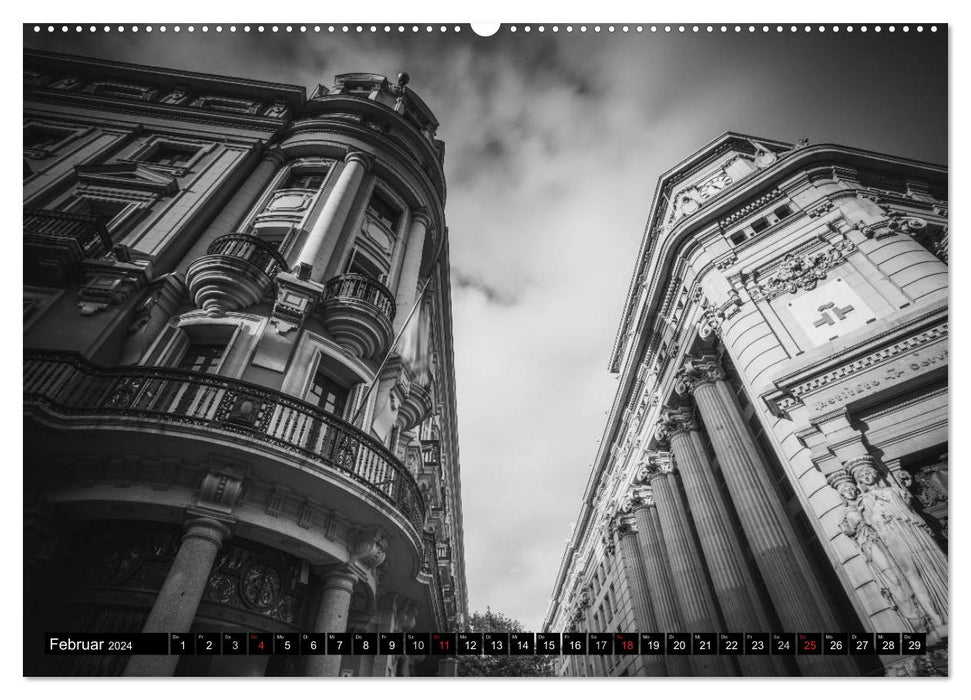 Madrid - Black and White Impressions (CALVENDO Wall Calendar 2024) 