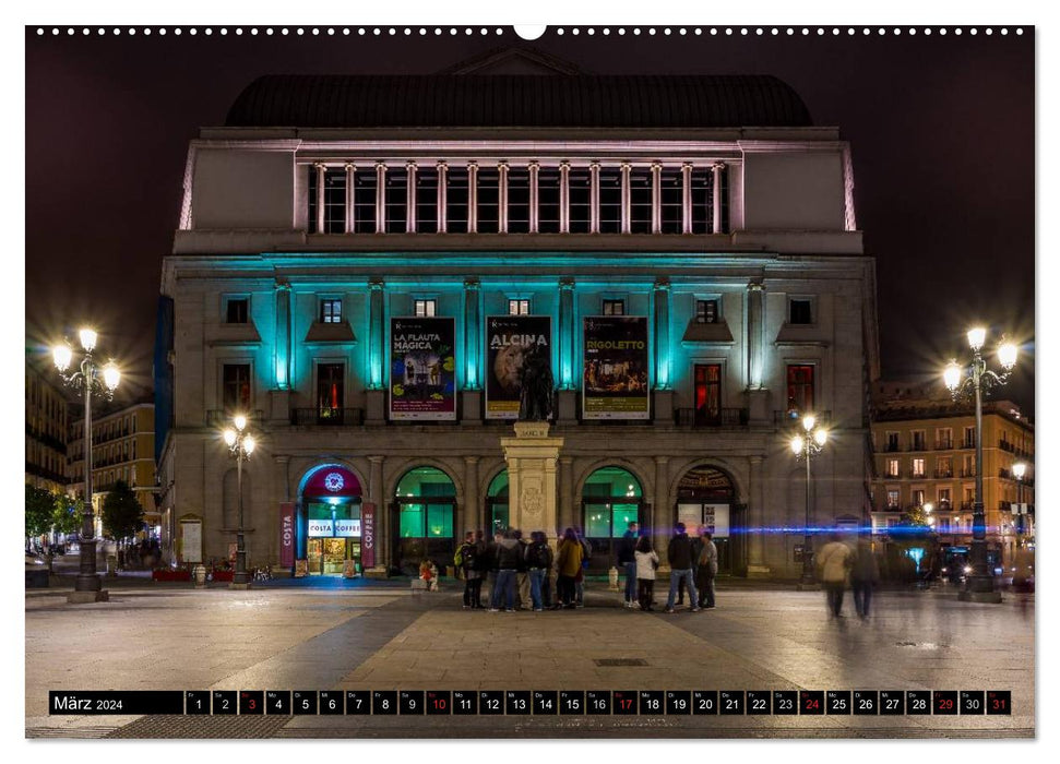 Madrid bei Nacht (CALVENDO Wandkalender 2024)