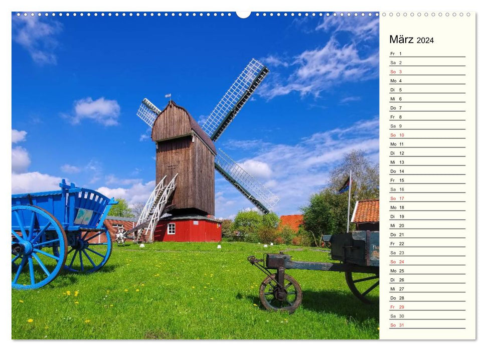 Moulins à vent en Frise orientale (Calvendo Premium Wall Calendar 2024) 