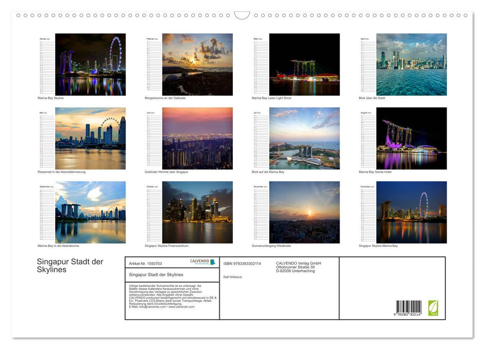 Singapur Stadt der Skylines (CALVENDO Wandkalender 2024)