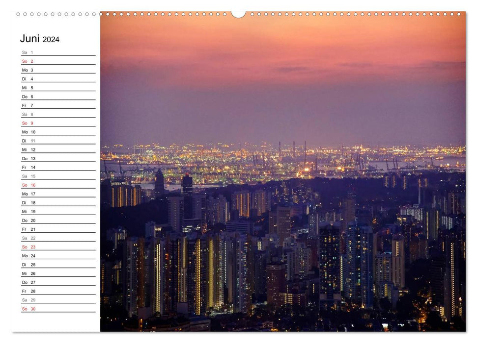 Singapur Stadt der Skylines (CALVENDO Wandkalender 2024)