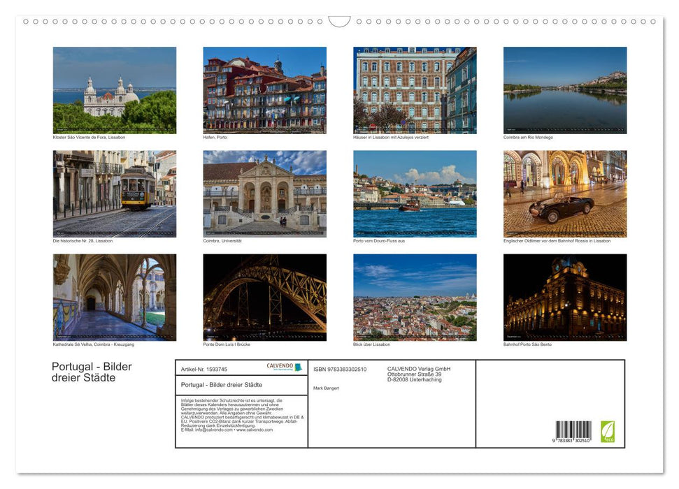 Portugal - Pictures of three cities (CALVENDO wall calendar 2024) 