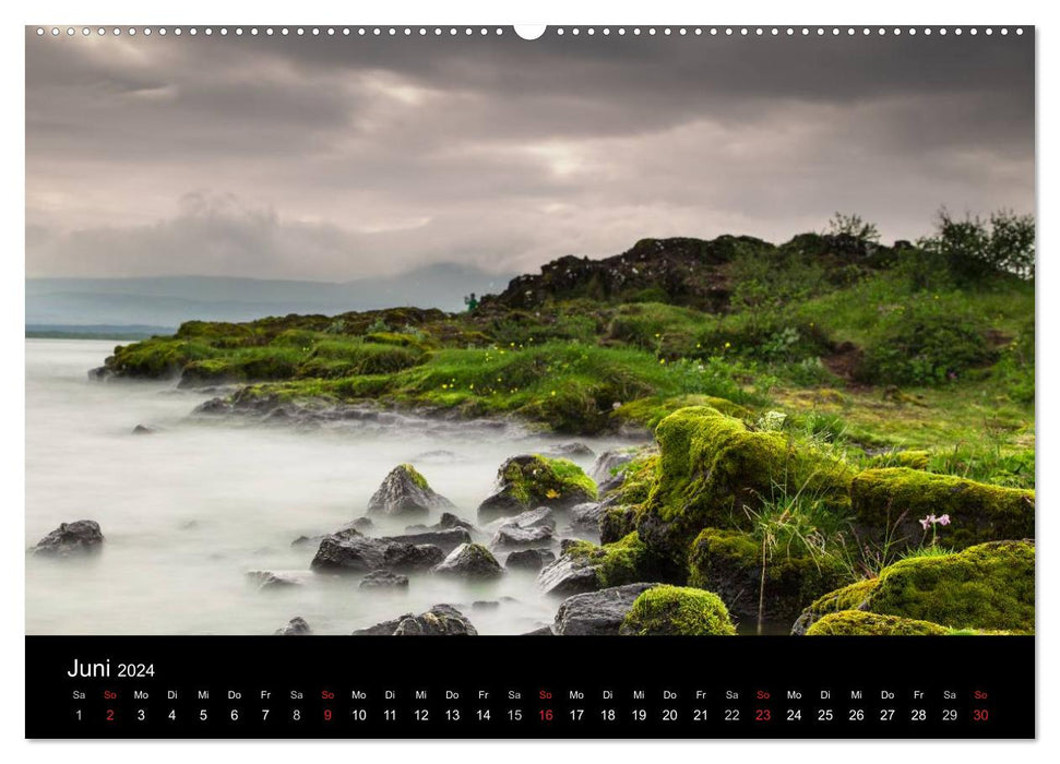 Islands Landschaften - Wasser, Eis und grünes Moos (CALVENDO Premium Wandkalender 2024)