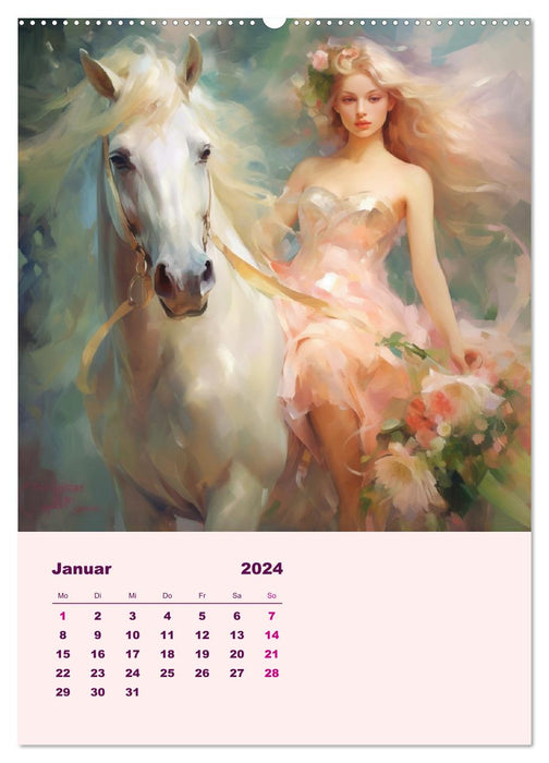 Elfes avec des animaux spirituels. Créatures lumineuses magiques (Calendrier mural CALVENDO 2024) 