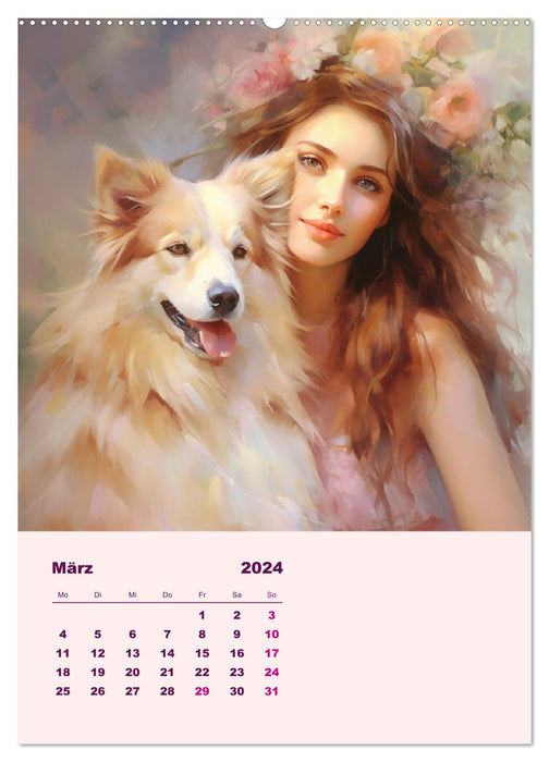 Elves with spirit animals. Magical light creatures (CALVENDO wall calendar 2024) 