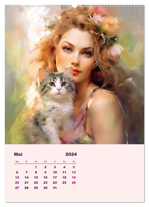 Elves with spirit animals. Magical light creatures (CALVENDO wall calendar 2024) 