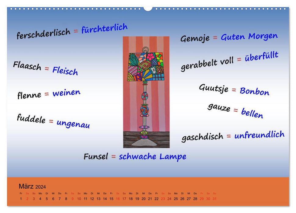 De Hessisch-Kalenner - apprenez le babillage hessois à aam Johr (Calendrier mural CALVENDO Premium 2024) 
