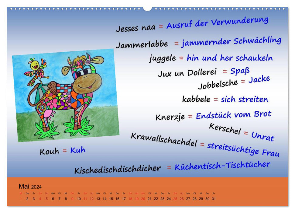 De Hessisch-Kalenner - apprenez le babillage hessois à aam Johr (Calendrier mural CALVENDO Premium 2024) 