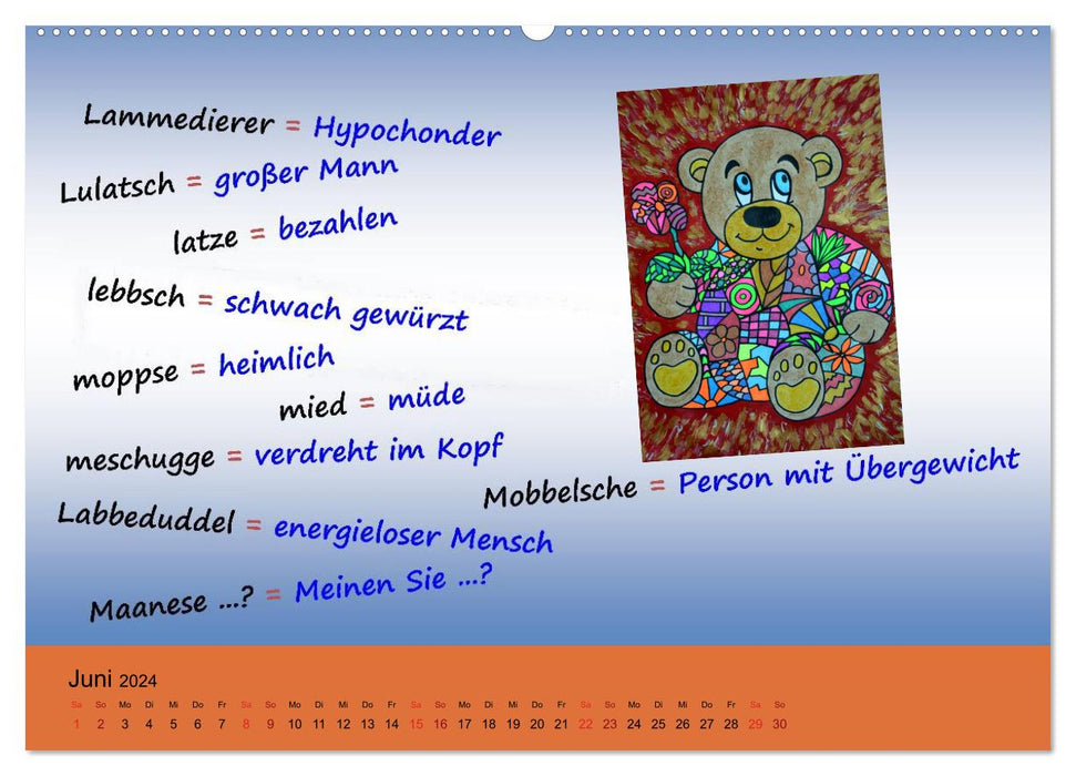 De Hessisch-Kalenner - learn Hessian babble in aam Johr (CALVENDO Premium Wall Calendar 2024) 