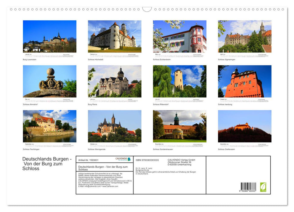 Germany's Castles - From Castle to Palace (CALVENDO Wall Calendar 2024) 