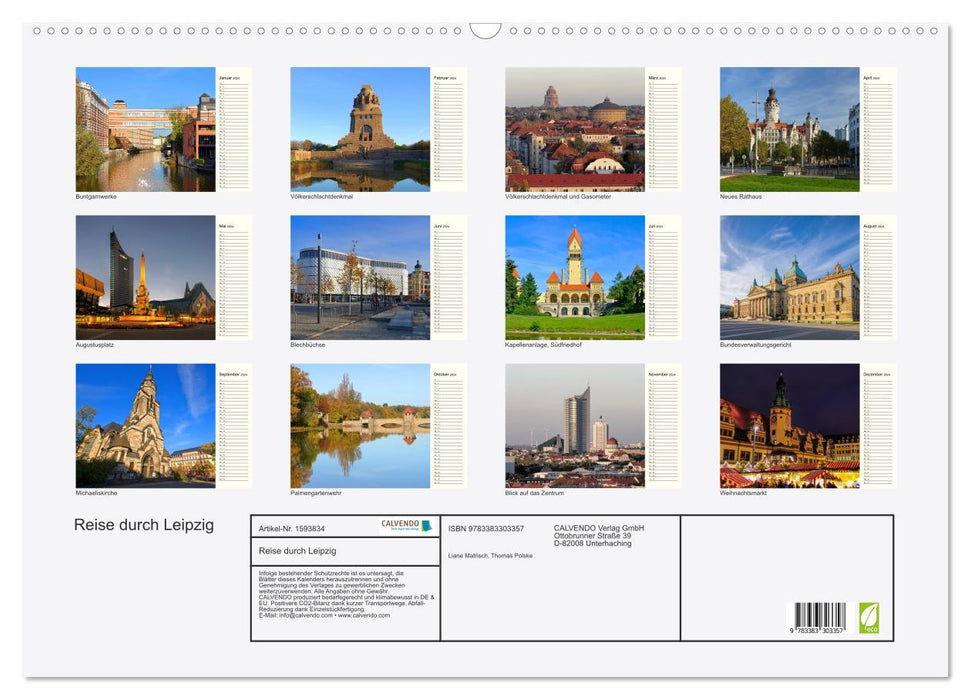 Reise durch Leipzig (CALVENDO Wandkalender 2024)