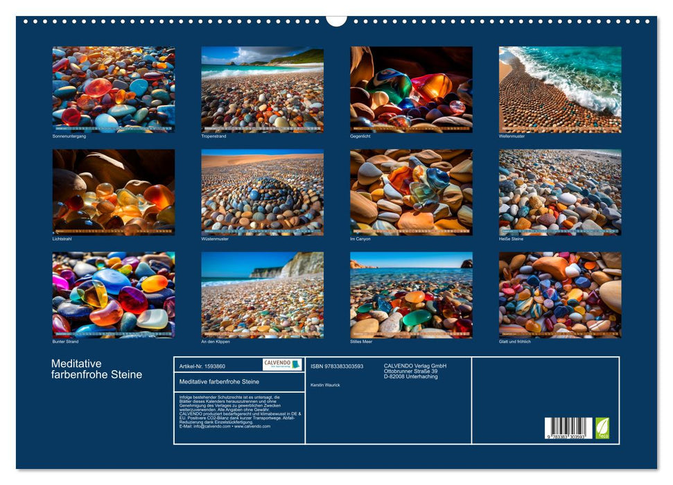 Meditative farbenfrohe Steine (CALVENDO Wandkalender 2024)