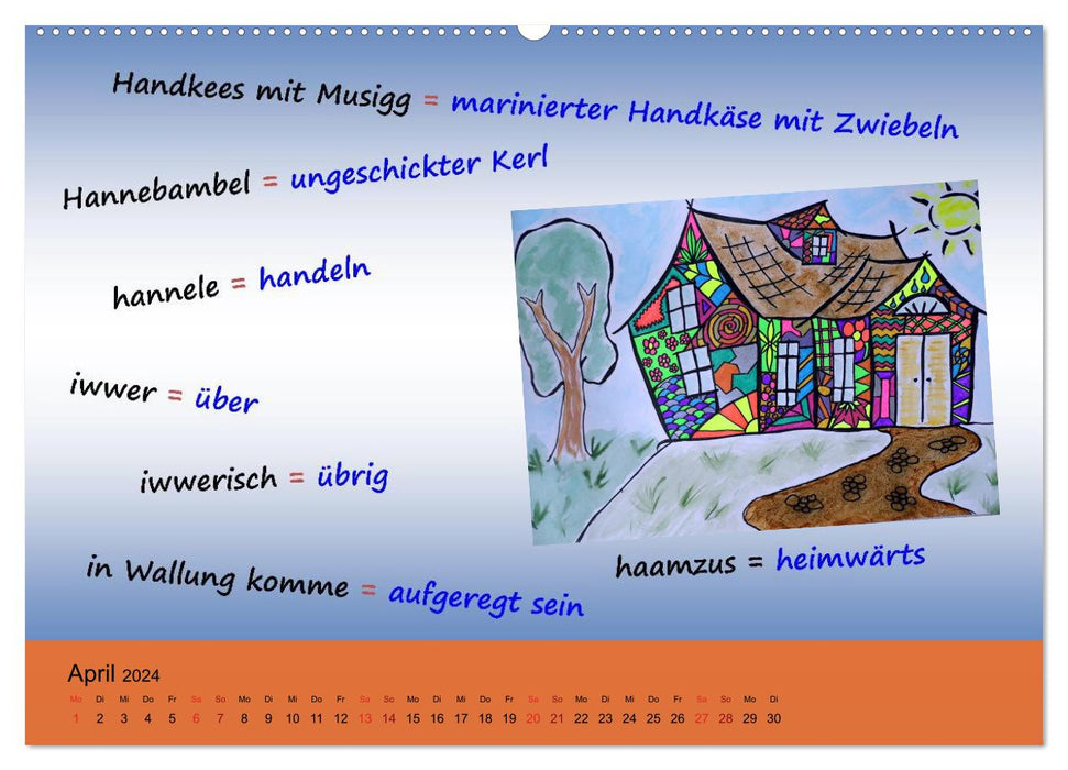 De Hessisch-Kalenner - hessisch babbele lerne in aam Johr (CALVENDO Wandkalender 2024)