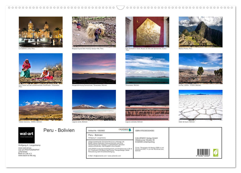 Peru - Bolivien. Eine südamerikanische Zwei-Länder-Reise (CALVENDO Wandkalender 2024)