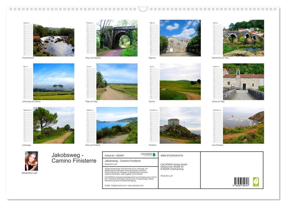 Chemin de Saint-Jacques - Camino Finisterre (Calendrier mural CALVENDO 2024) 