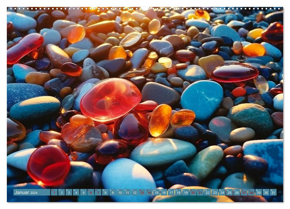 Meditative farbenfrohe Steine (CALVENDO Premium Wandkalender 2024)