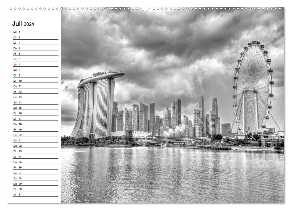 Singapur Ansichten in schwarz weiß (CALVENDO Premium Wandkalender 2024)