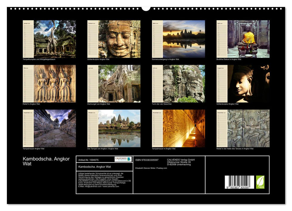 Cambodge. Angkor Wat (Calvendo Premium Calendrier mural 2024) 