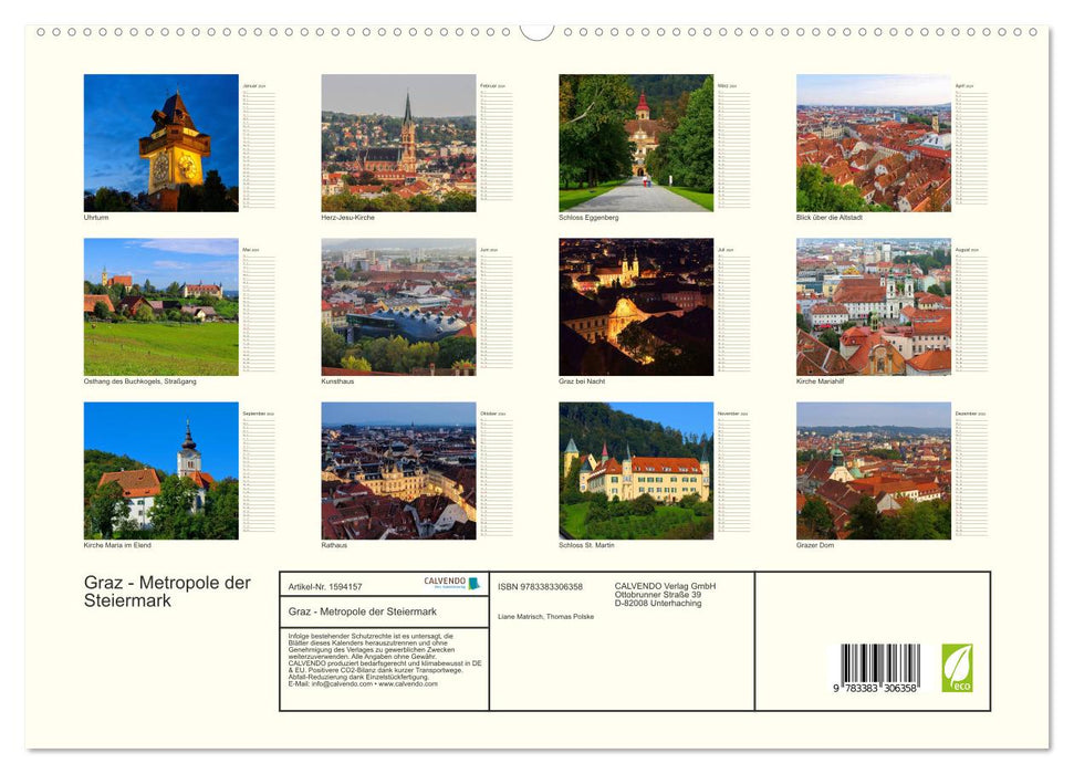 Graz - Metropole der Steiermark (CALVENDO Premium Wandkalender 2024)