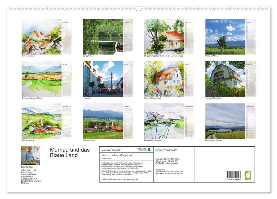Murnau et le Pays Bleu - aquarelles et photographies (calendrier mural CALVENDO 2024) 