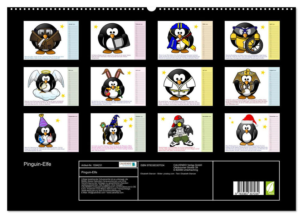 Elfe pingouin (Calvendo Premium Calendrier mural 2024) 