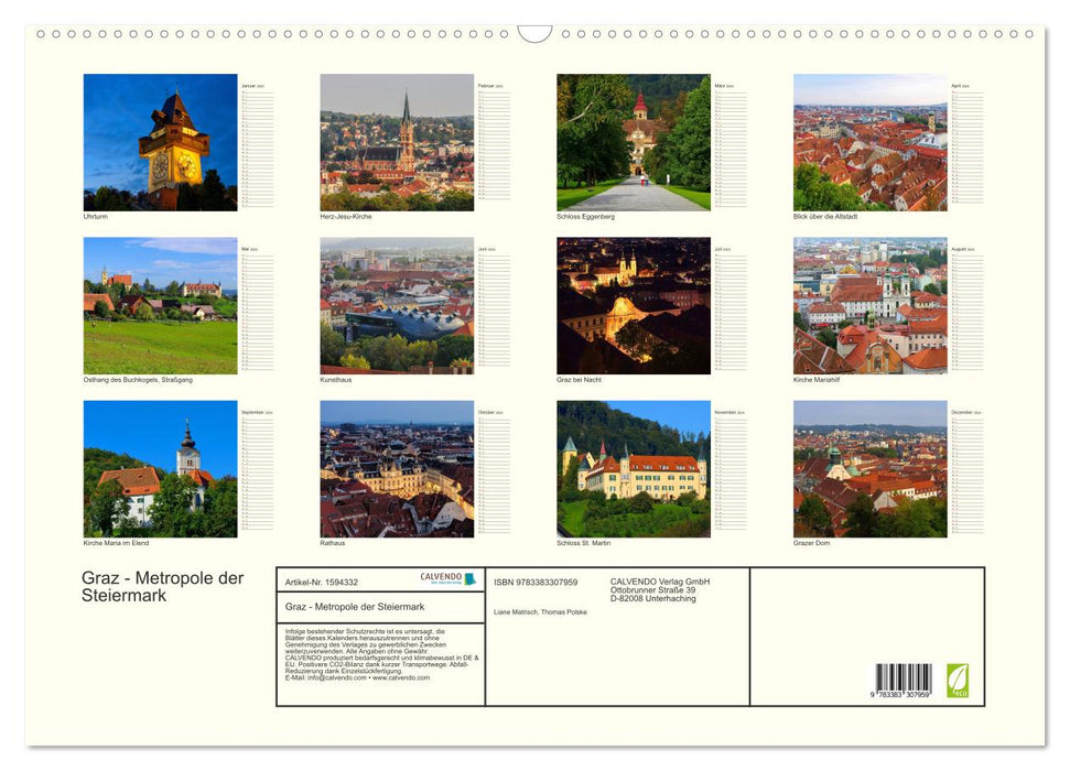 Graz - Metropole der Steiermark (CALVENDO Wandkalender 2024)