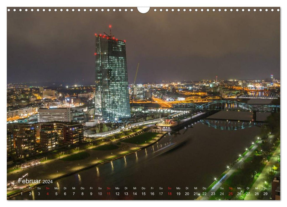 Frankfurt am Main - Mainhattan City Lights (CALVENDO Wandkalender 2024)
