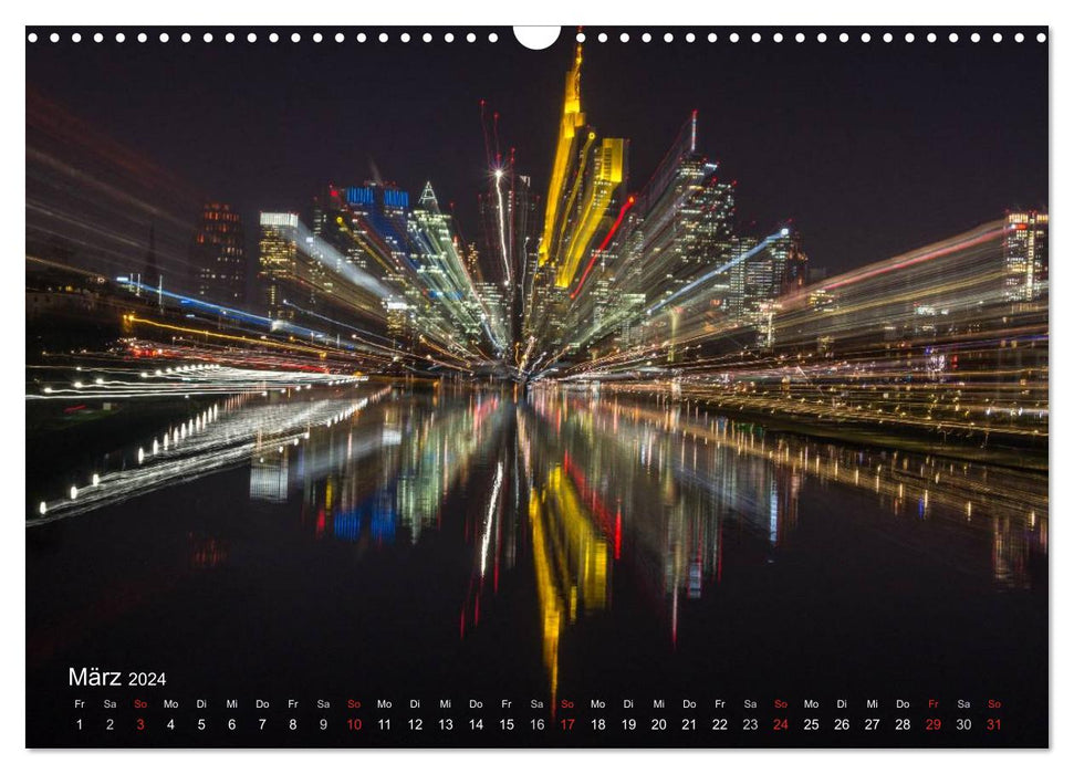 Frankfurt am Main - Mainhattan City Lights (CALVENDO Wandkalender 2024)