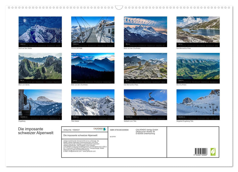 Die imposante schweizer Alpenwelt (CALVENDO Wandkalender 2024)