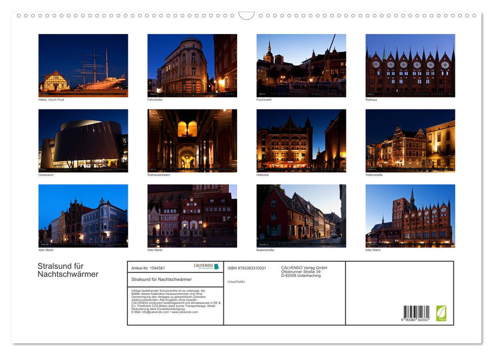 Stralsund FÜR NACHTSCHWÄRMER (CALVENDO Wandkalender 2024)