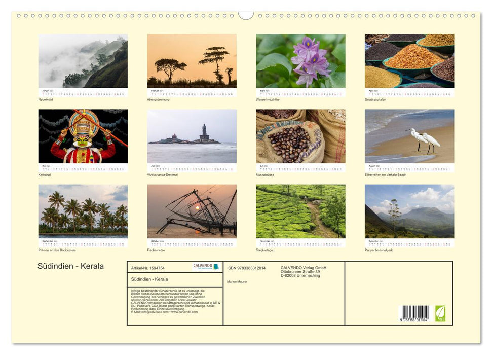 South India - Kerala (CALVENDO wall calendar 2024) 
