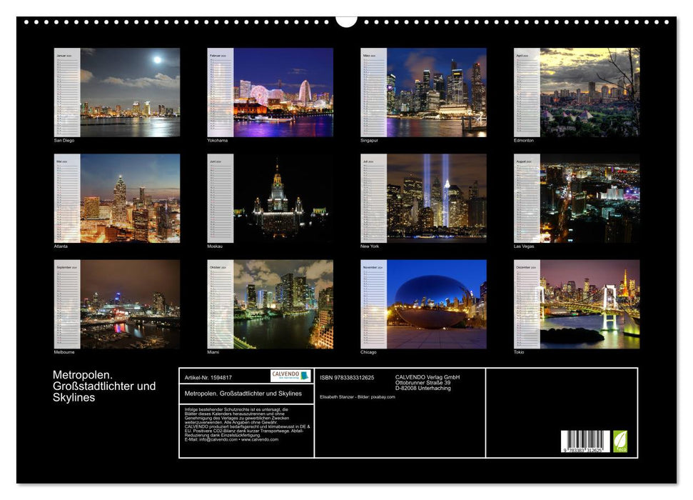 Metropolises. City lights and skylines (CALVENDO wall calendar 2024) 