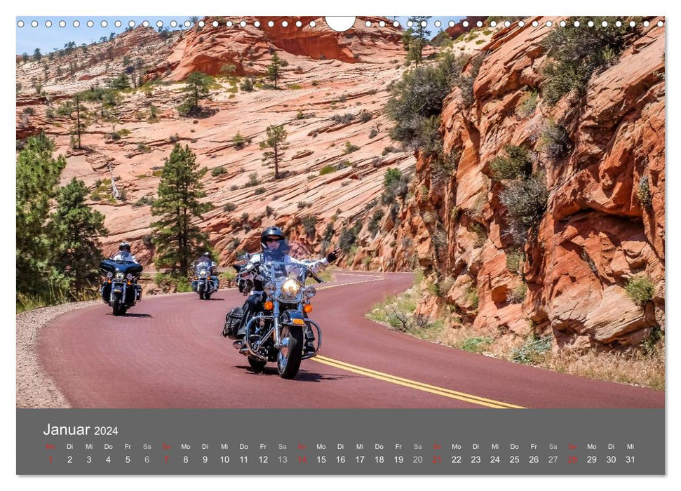 Biker Paradise - The Canyons of the USA (CALVENDO Wall Calendar 2024) 
