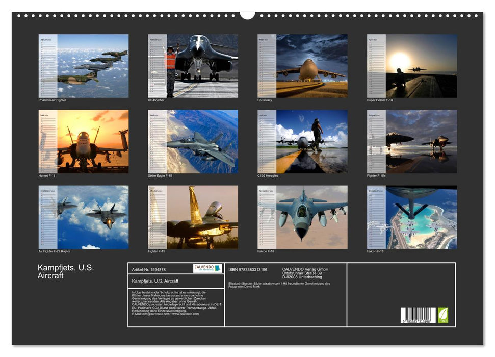 Fighter jets. US Aircraft (CALVENDO wall calendar 2024) 