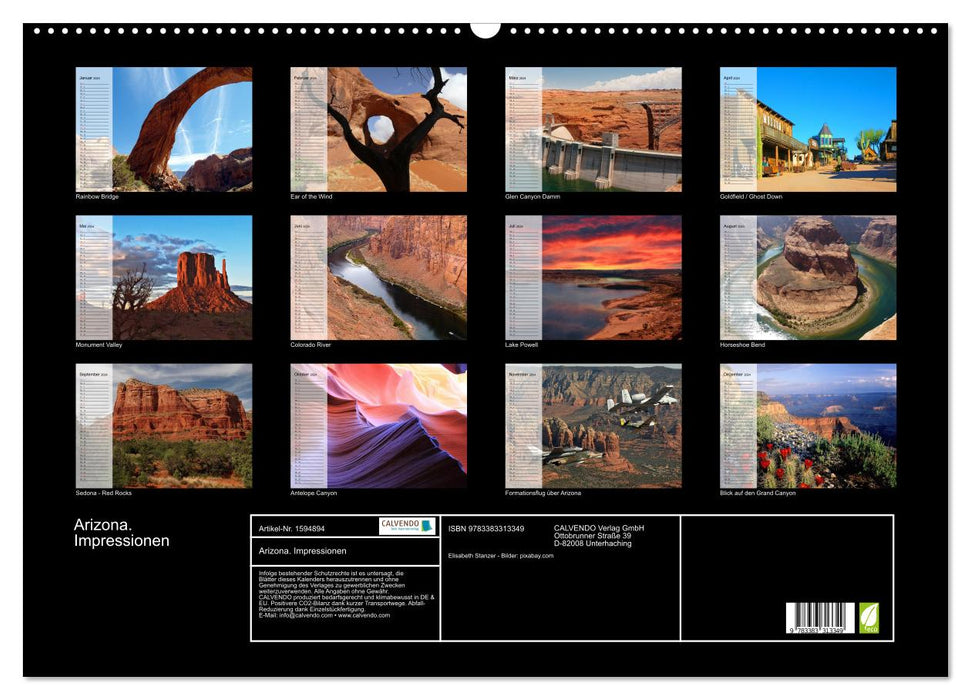 Arizona. Impressions (Calendrier mural CALVENDO 2024) 