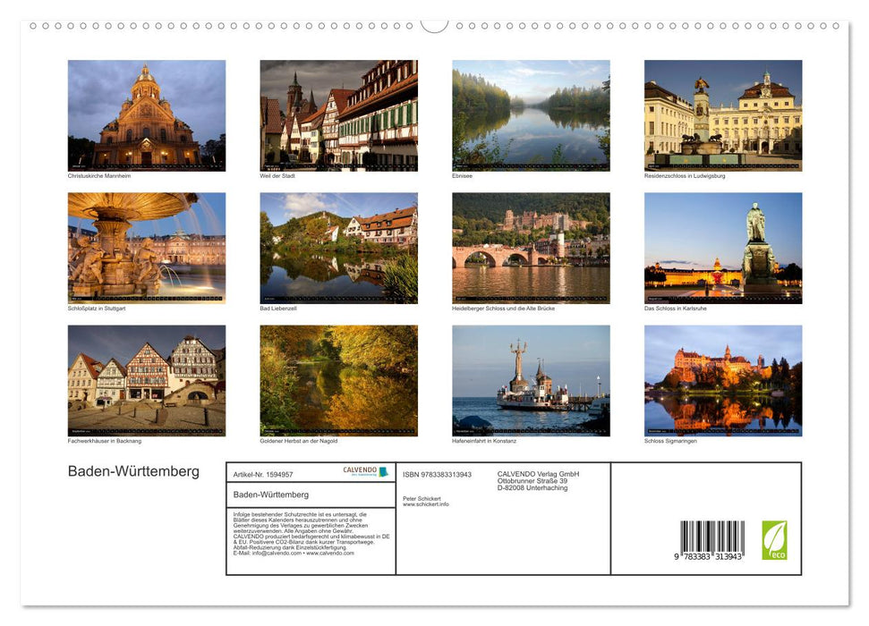 Baden-Württemberg (CALVENDO Premium Wandkalender 2024)