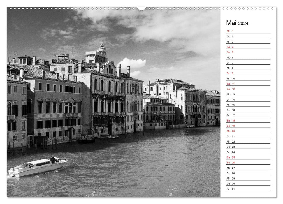 Venise noir et blanc (Calvendo Premium Wall Calendar 2024) 