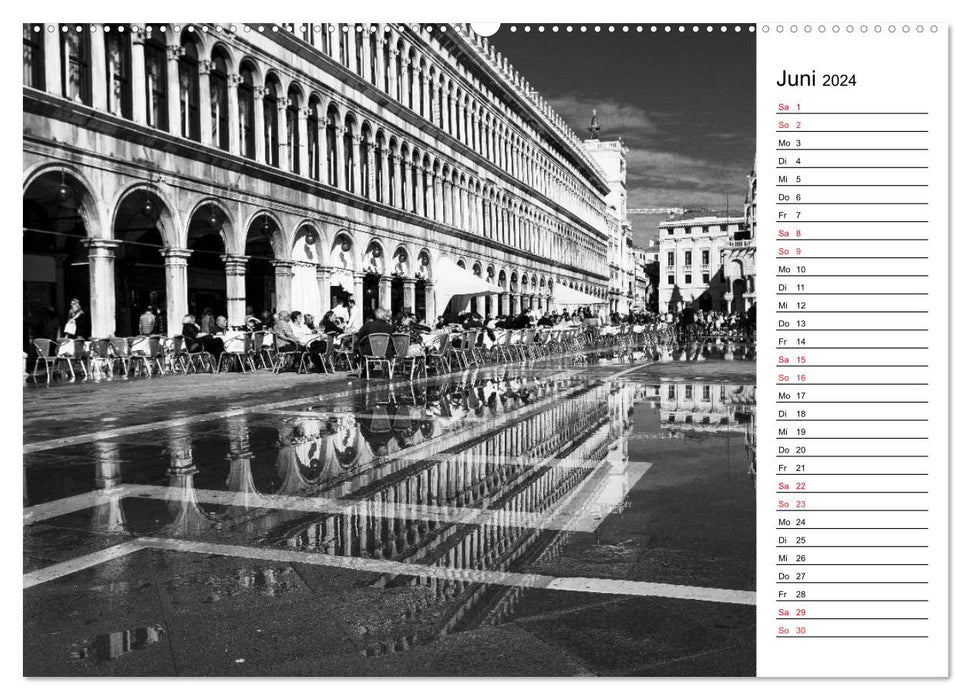 Venedig schwarz-weiß (CALVENDO Premium Wandkalender 2024)